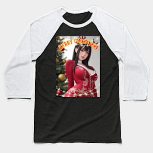 Merry Christmas Anime Girl Cosplay Xmas Cute Christmas Girl Baseball T-Shirt